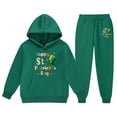 thumbnail image 1 of St. Patrick'S Day Children'S Sweatsuit Spring Long Sleeved Letter Print Hoodie With Sweater Pants 2 Piece Casual Set Dark Green 6 Years-7 Years, 1 of 3