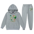 thumbnail image 1 of St. Patrick'S Day Children'S Sweatsuit Spring Long Sleeved Letter Print Hoodie With Sweater Pants 2 Piece Casual Set Grey 2 Years-3 Years, 1 of 3
