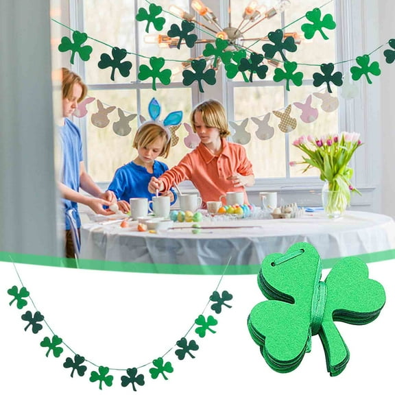 St Patrick'S Day Decorations Shamrock Flag Banners, Irish Party Decorations for Birthday Celebration, St Paddys Day Bunting for Home Setting, Indoor Arrangement, Front Door Welcome, Sopatenor