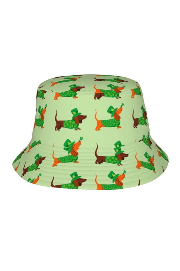 St. Patrick'S Day Dogs Bucket Hat,Packable Sun Cap,Max Protection For Uva,Perfect For Fishing Gardening Hiking Camping