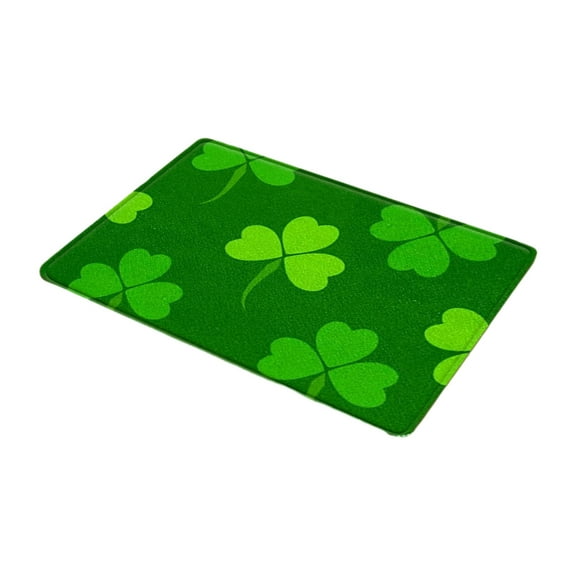 St. Patrick'S Day Door Mat, Four-Leaf Clover Themed Non Slip Washable Floor Mat, Holiday Entrance Decorations, 15.74x23.62 inch