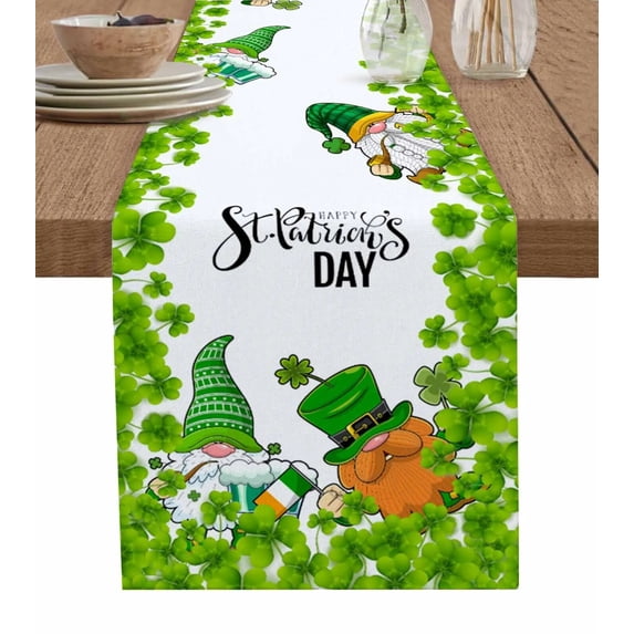 St. Patrick'S Day Dwarf Border Clover Table Runners for Dining Room Coffee Home Decor Tablecloth Table Cover