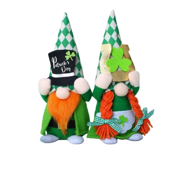 St. Patrick'S Day Green Leaf Plush Elf Set Festive Stuffed Figures With Green Accents For Festival Themed Decor & Comfort(Green-26Cm)