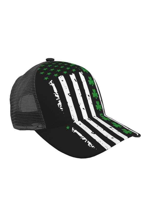 St. Patrick'S Day Irish America Flag Snapback Trucker Hats Baseball Caps Adjustable Mesh Back Ball Caps For Men Women