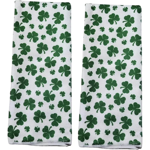 St. Patrick'S Day Irish Green Shamrock Kitchen Hand Dish Towel Home Decor