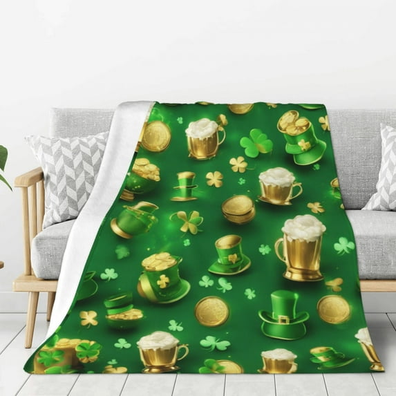 St Patrick'S Day Pattern Lightweight Plush Fuzzy Cozy Soft Blankets 40"X30"