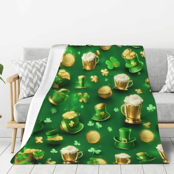 St Patrick'S Day Pattern Lightweight Plush Fuzzy Cozy Soft Blankets 80"X60"