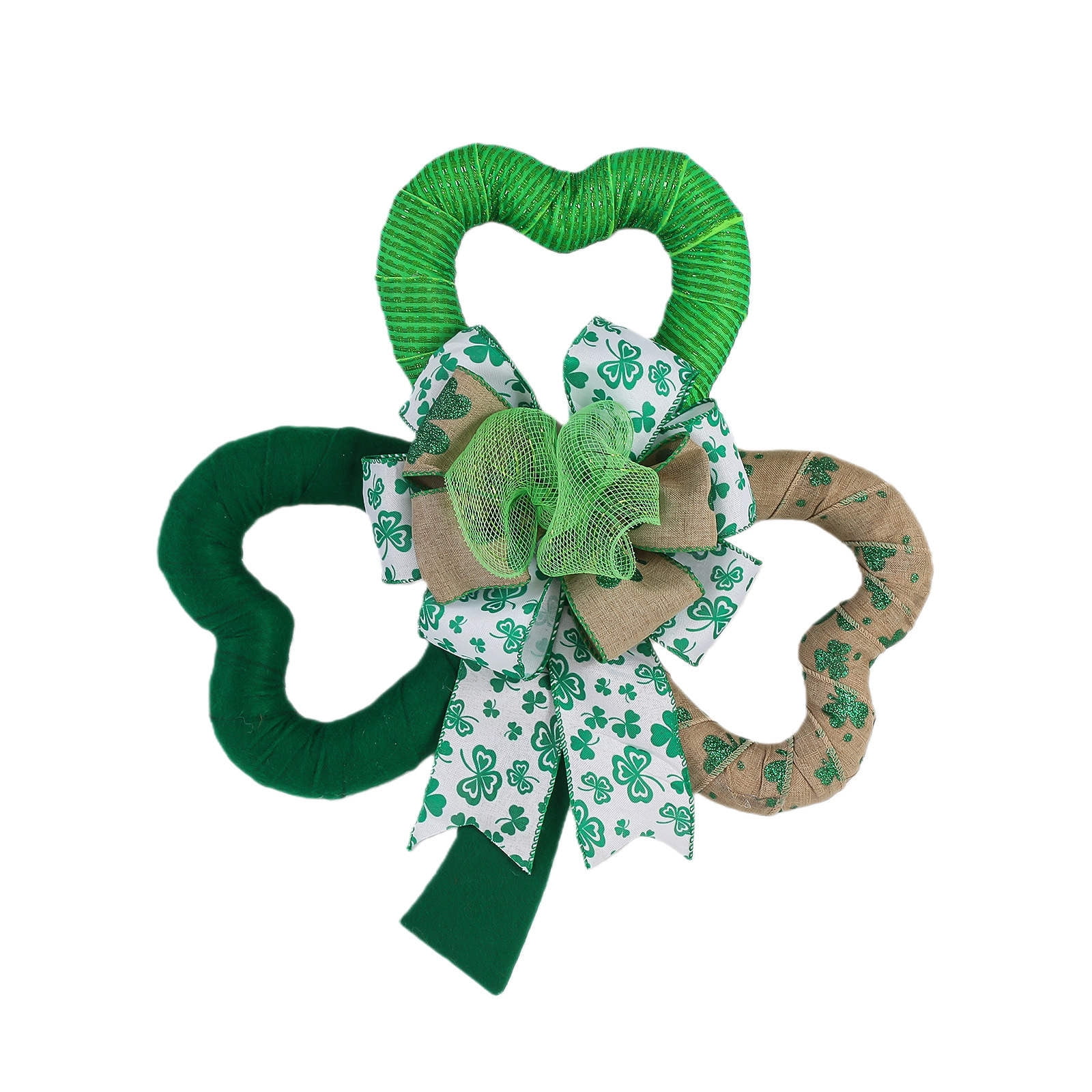 Irish Festival Ribbon Bow With Green Shamrocks Polka Dots St Patrick'S Day Decoration Bow For Gifts Wreaths Packages