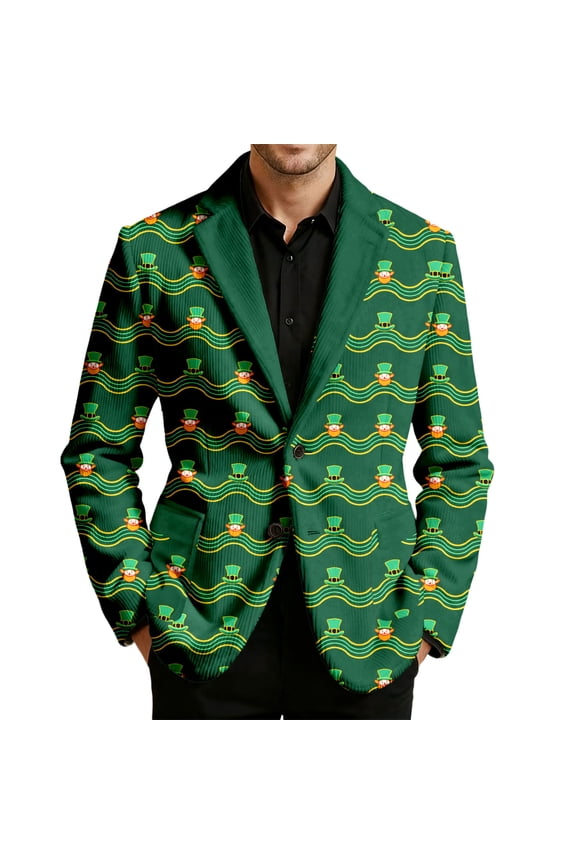 St. Patrick'S Day Saint Patrick'S Day Corduroy Jacket Featuring Festive Print For Casual Holiday Celebrations And Events