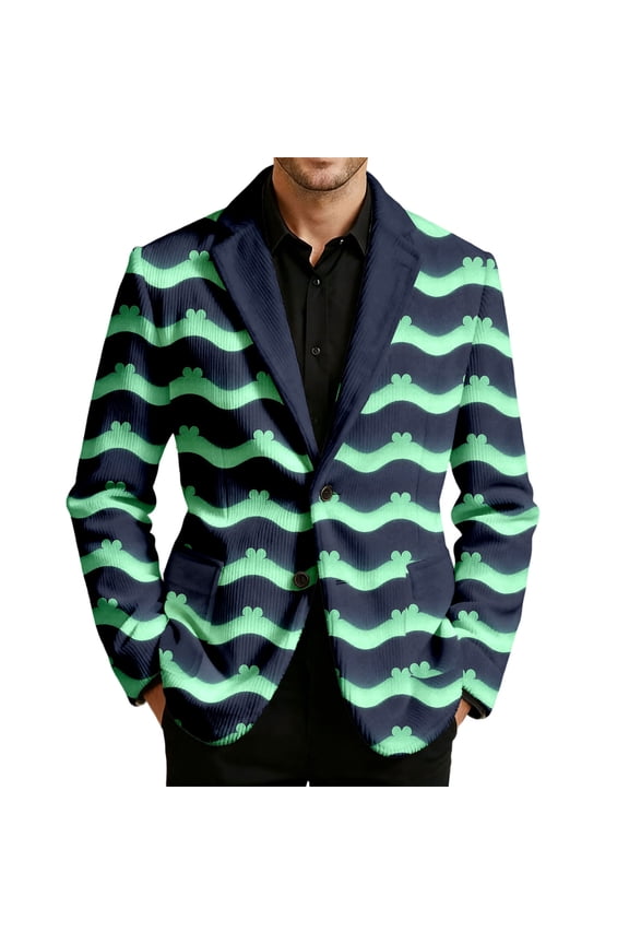 St. Patrick'S Day Saint Patrick'S Day Printed Corduroy Jacket Casual Holiday Celebration Party Wear For Men