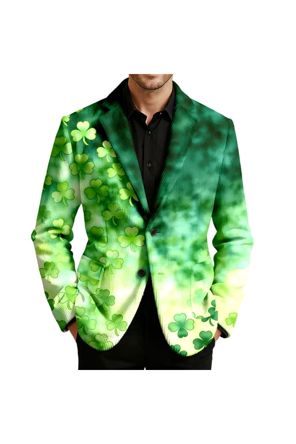 St. Patrick'S Day Saint Patrick'S Day Printed Corduroy Jacket For Men Casual Holiday Celebration Wear