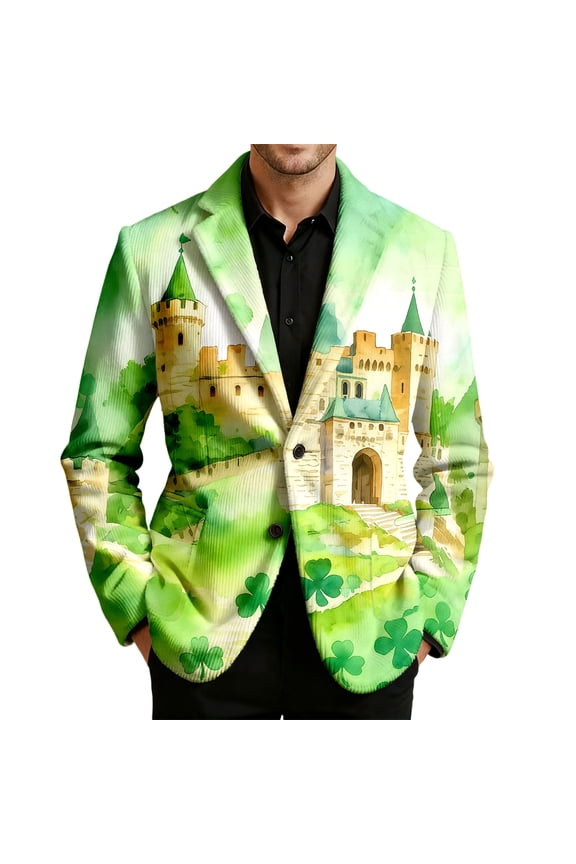 St. Patrick'S Day Saint Patricks Day Novelty Print Corduroy Casual Sports Coat Style Jacket For Men'S Holiday Celebration