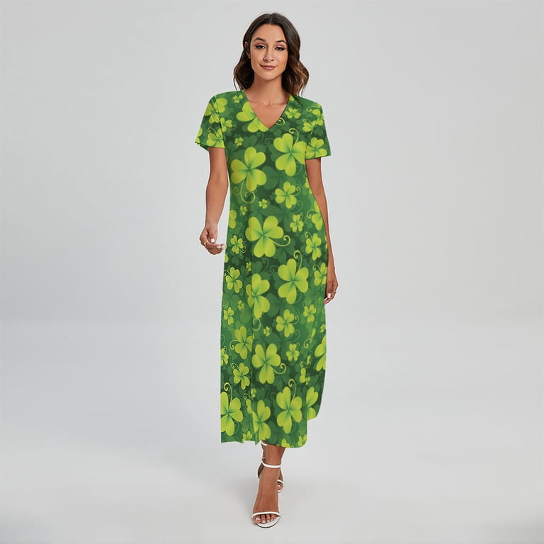 St. Patrick'S Day Shamrock Pattern Printed Short Sleeve Maxi Dress, Irish St. Patrick'S Day Fashion Summer Maxi Dress For Women - Walmart.com St. Patrick'S Day Shamrock Pattern Printed Short Sleeve Maxi Dress, Irish St. Patrick'S Day Fashion Summer Maxi Dress For Women - Walmart.com