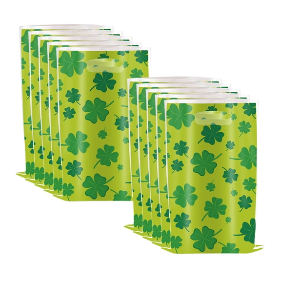 St Patrick'S Day Shamrocks Gift Bags Candy Boxes Party Decoration Packaging Bags Pack Of 10 25X17Cm