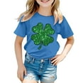 thumbnail image 1 of St. Patrick S Day Shirt for Girls Size 8 Shamrock Four Leaf Clover Cute Short Sleeve Crew Neck Tee Tops Kids Summer Clothing 6-7 Years, 1 of 4