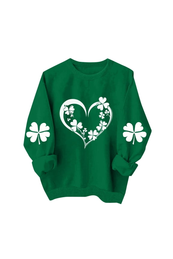 St. Patrick'S Day Sweatshirt for Women Irish Shamrock Pullover Shirts Tops Raglan Sleeve Lucky Leaf Clover Shirts Dressy Casual Blouses Trendy Spring Fashion 2026