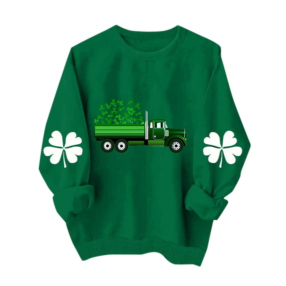 St. Patrick'S Day Sweatshirt for Women Irish Shamrock Pullover Shirts Tops Raglan Sleeve Lucky Leaf Clover Shirts Dressy Trendy Outfit 2026 Dressy Blouse