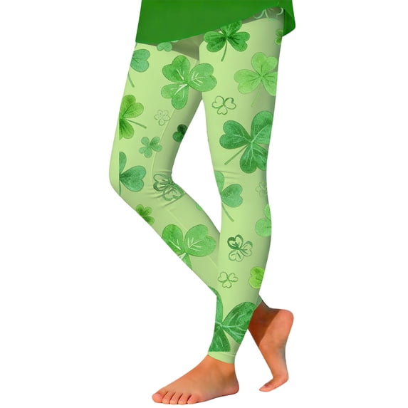 St. Patrick'S Day Themed Printed Leggings Girls Stretch Athletic Base Layer Pants Festive Design Clothes
