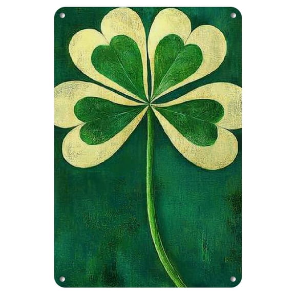St. Patrick'S Day Vintage Irish Shamrock Metallic Tin Sign for Cafe, Garage, School, Bedroom, Office, Library, Doorway, Dining Room - Rustic Indoor and Outdoor Decor, Perfect Room Decoration