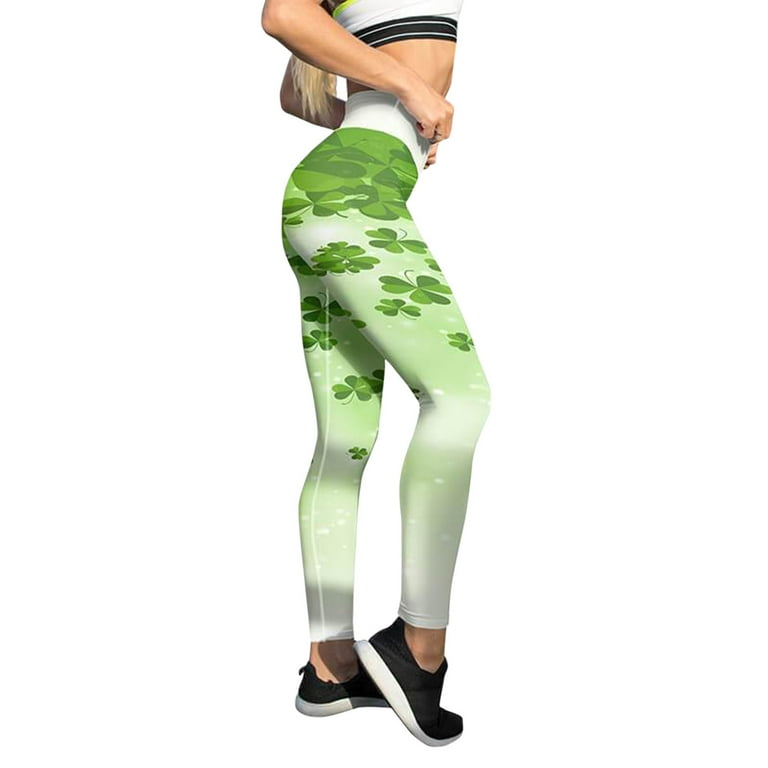 St Patrick'S Day Women'S Paddystripes Good Luck Green Pants Print Leggings  Skinny Pants For Yoga Running Pilates Gym Yoga Pants Green