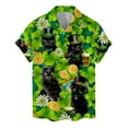 thumbnail image 1 of St Patrick Shamrock Black Cat Hawaiian Shirt For Men Gifts For Cat Lovers Mens Hawaiian Shirts Short Sleeve Button Down Shirt, 1 of 7