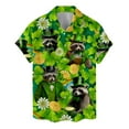 thumbnail image 1 of St Patrick Shamrock Raccoon Hawaiian Shirt For Men Rainbow Racoon Mens Hawaiian Shirts Short Sleeve Button Down Shirt Men, 1 of 7