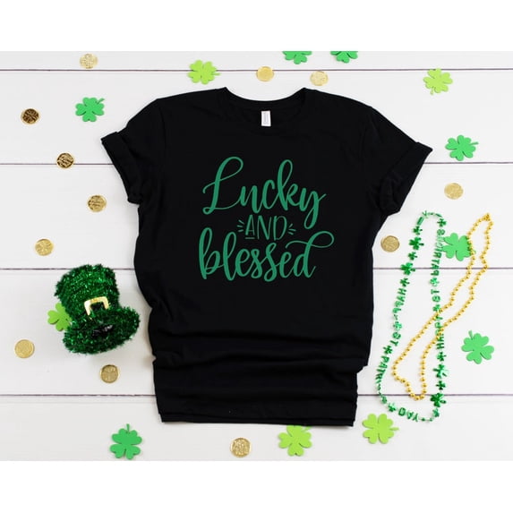St Patrick Shirt for Women, Lucky and Blessed, Lucky Shirt, Irish Shirt, Blessed Shirt for Women, Saint Patrick's Day Shirt
