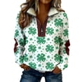 thumbnail image 1 of St Patrick Sweatshirts For Women Half Zip Long Sleeve Lapel Print Pullover Tops Casual Holiday Clothes (L, Green), 1 of 9