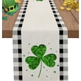 thumbnail image 1 of St Patrick Table Runner 71 inches Long St.Patrick''s Day Lucky Shamrock Gnomes Green Buffalo Plaid Kitchen Table Runner for Dining Table linen table runners for Party Home Decoration 13.8 x71 inch, 1 of 6