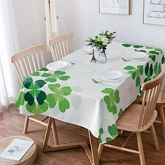 St Patrick Tablecloth Rectangle/Oval St.Patrick''s Day Shamrock Spring Green Clover Table Cloth Outdoor Waterproof Tablecloths for Party Indoor Table Cover for Dining/Kitchen Home Decoration 60x120in