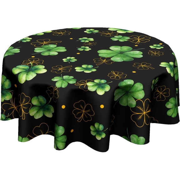 St Patrick Tablecloth - Shamrock Round Table Cloths 60 Inch Spring Irish Clover Table Cover Circular for Picnic Party Holiday Home
