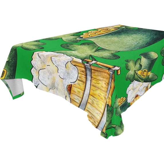 St Patrick's Clover Coin Pot Tablecloth Rectangle Colorful Table Cloth Large Square Table Cover for Dining Kitchen Party 54"x72" Decor Gift