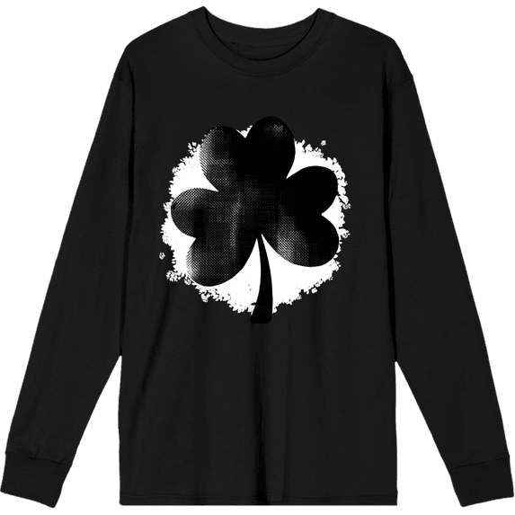 St. Patrick's Clover Crew Neck Long Sleeve Adult Tee
-Small-Black