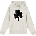 thumbnail image 1 of St. Patrick's Clover Long Sleeve Adult Hooded Sweatshirt-Small-Cream, 1 of 3