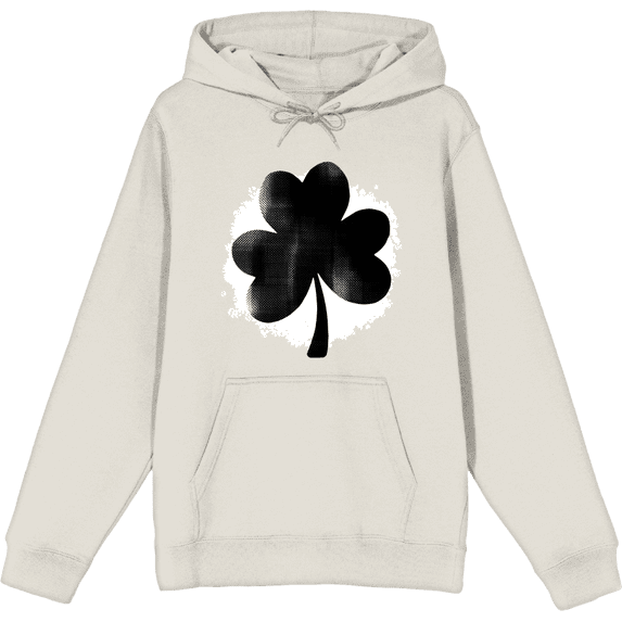 St. Patrick's Clover Long Sleeve Adult Hooded Sweatshirt-Small-Cream