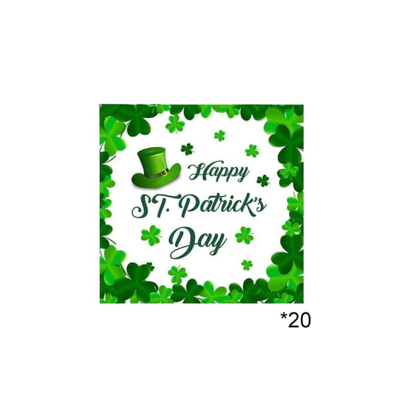 St. Patrick's Clovers-themed Paper Tissues - 20 Pack Green Irish Festival Party Decoration Disposable Tableware