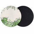 thumbnail image 1 of St. Patrick's Coasters Set of 2, Absorbent Coasters for Drinks, Luck Shamrock Eucalyptus Leaves Flowers Beige Coaster for Desk Coffee Table Protection, Home Decor House Warming Gifts 4", 1 of 8
