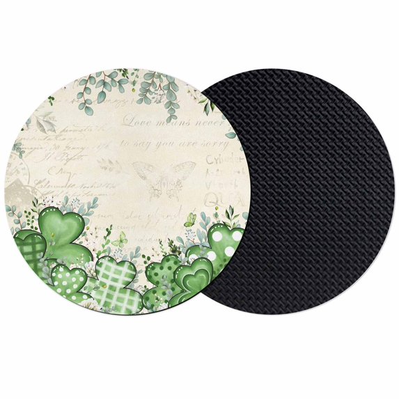 St. Patrick's Coasters Set of 2, Absorbent Coasters for Drinks, Lucky Shamrock Green Eucalyptus Floral Vintage Coaster for Desk Coffee Table Protection, Home Decor House Warming Gifts 4"