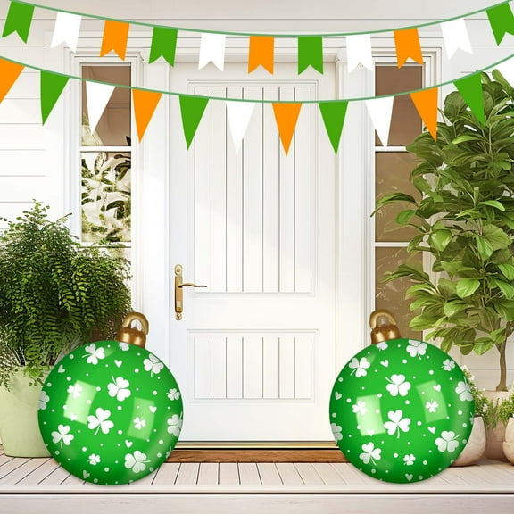 St. Patrick's Day 24 Inch Inflatable Hanging Ball - Outdoor Yard Decor with 4 Festive Patterns, Durable PVC Material, Easy to Inflate and Deflate for St. Patrick's Day Celebrations