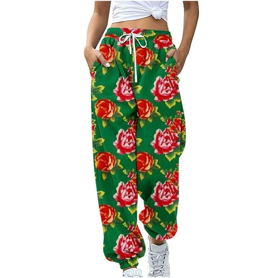 St. Patrick's Day AXXD Green Sweatpants for Women Clearance $5.00 Spring Workout Pocket Loose Sports Pants With Drawstring Northeast Printed Casual Pants Valentine's Day
