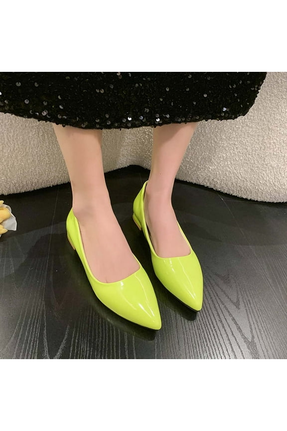 St. Patrick's Day AXXD Pointed Toe Low Heels Shallow Comfort Solid Color Green Fall Running Shoes For Women 2024 Christmas Size 43(US:9.5)