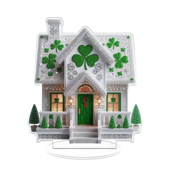 St. Patrick's Day Acrylic Cottage Ornament DIY Assemble Acrylic Tabletop Decor for Irish Themed Home Bar Shelf Decoration