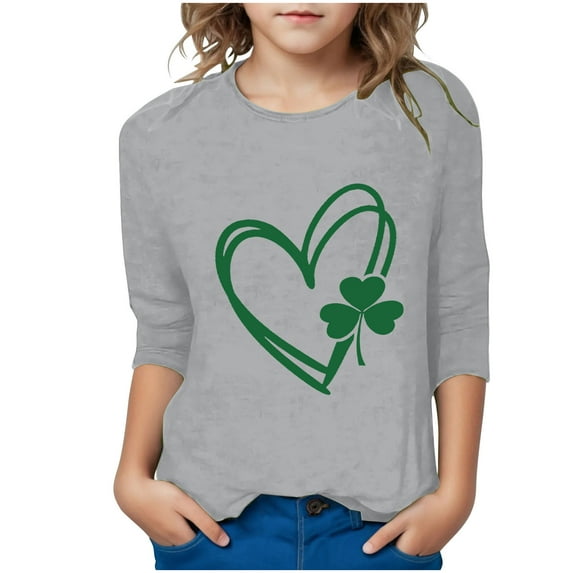 St.Patrick's Day Agkizg Toddler Baby Girls Summer Tops, Short Sleeve T-shirt for Kids, Toddler Girls 3/4 Sleeve Blouse Tee Children Green Printing Crewneck T Shirts, Sizes 9-10 Years