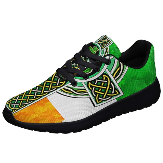 St Patrick's Day American flag Irish Celtic Cross Shoes Sneakers Black Size 3.5
