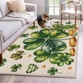 thumbnail image 1 of St Patrick's Day Area Rugs 4'x6', Washable Small Throw Rugs for Office Bathroom, Green Shamrock Leaf Gold Coin Retro Beige Indoor Outdoor Rug Non-Slip Low Pile Carpet Runner Reversible Floor Mats, 1 of 8