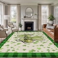 thumbnail image 1 of St. Patrick's Day Area Rugs 6'x9', Washable Small Throw Rugs for Kitchen Dining room, Spring Lucky Shamrock Retro Green Plaid Indoor Outdoor Rug Non-Slip Low Pile Carpet Runner Reversible Floor Mats, 1 of 8