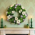 thumbnail image 1 of St. Patrick's Day Artificial Shamrock Flower Wreath – Spring Door Hanging Wreath Holiday Indoor Outdoor Wall Decor, 1 of 7