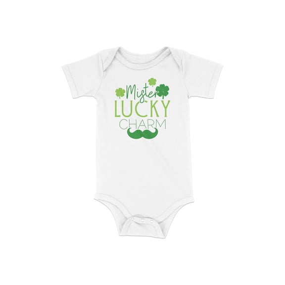 St. Patrick's Day Baby Onesie, Mister Lucky Charm Green Onesie, Cute Irish Clover Bodysuit, Newborn Festive Outfit