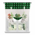 thumbnail image 1 of St. Patrick's Day Balloon Curtains for Living Room/French Door, Country Spring Clovers Green Black Plaid Tie Up Curtains 63 Inch Length Energy Saving Kitchen Curtains Shades for Windows 42"x63", 1 of 8