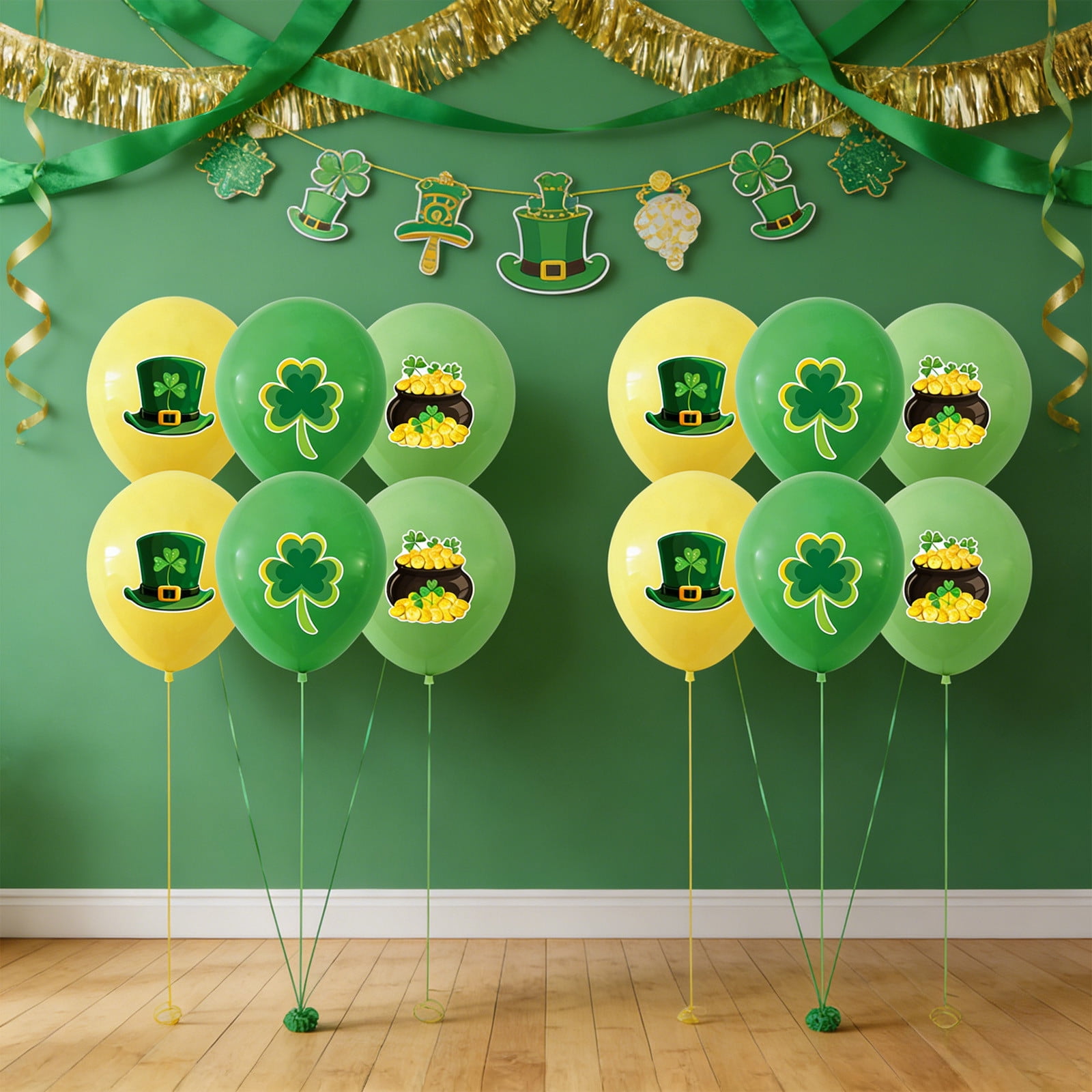 BAOPAI St. Patrick's Day Balloons Decorations Set of 18 Lucky Shamrocks